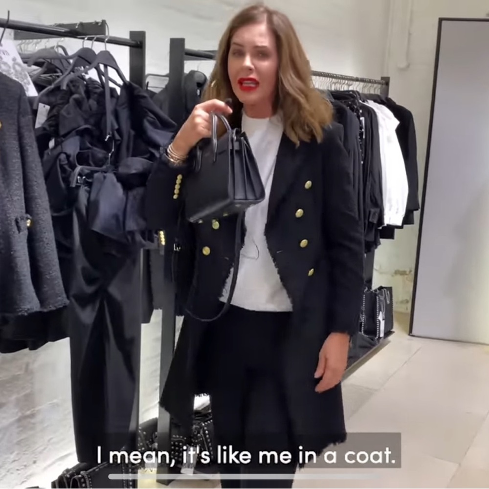 NWOT ZARA BLACK TWEED COAT WITH GOLD BUTTONS 8566/679 M MEDIUM TRINNY WOODALL